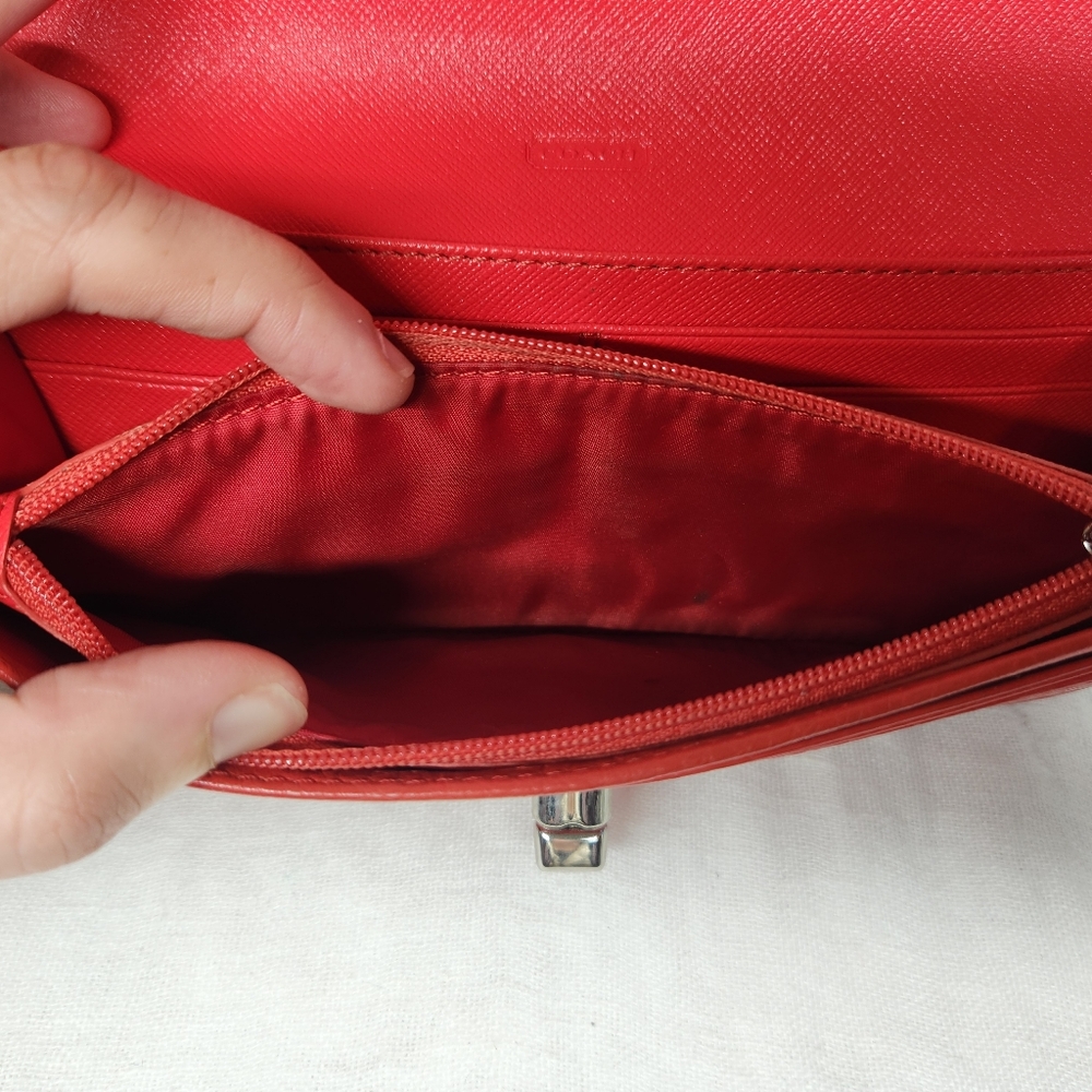 Coach | Coral Red Leather Turnkey Envelope Wallet - Picture 7 of 7